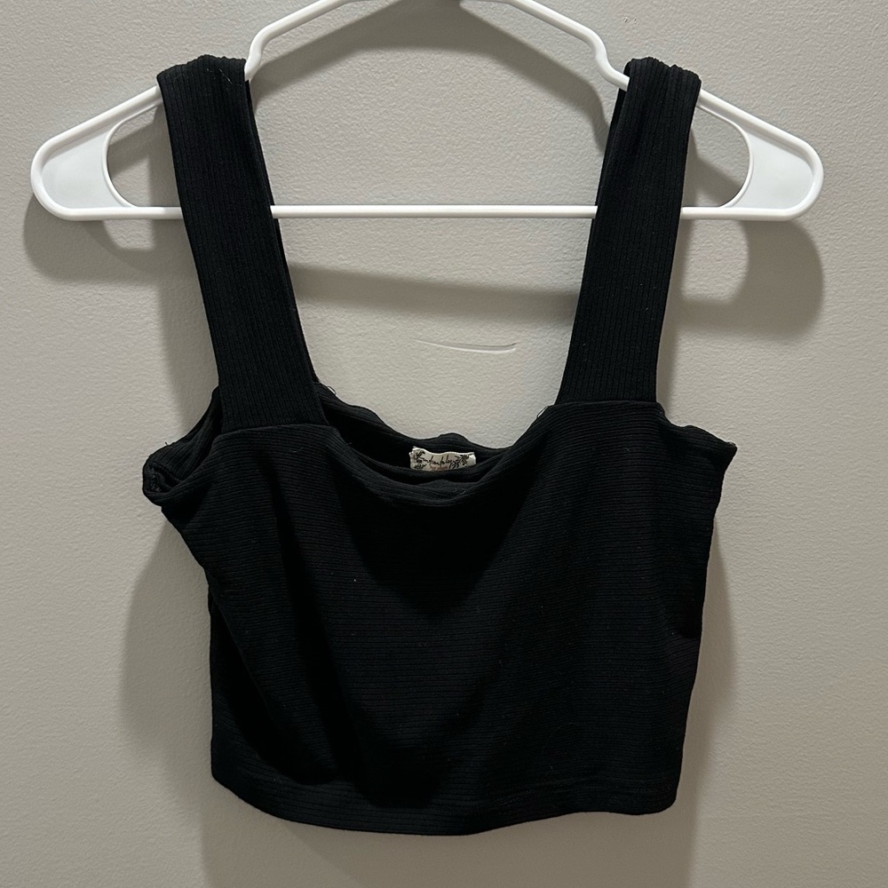 Free People Black Ribbed Tank Top